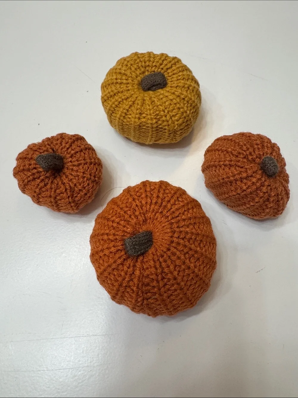 Handmade Knit Pumpkin Décor - Orange & Mustard Set of 4 #7